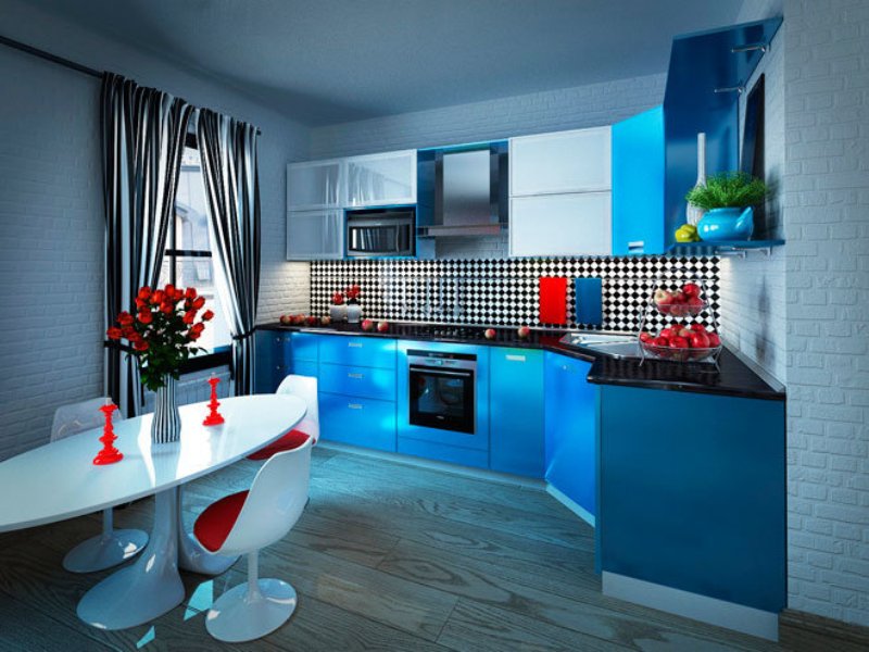 красно синяя кухня