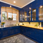 синий кухонный гарнитур фото декора