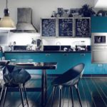 синий кухонный гарнитур дизайн идеи