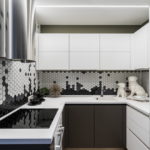 черно-белая мозаика в интерьере кухни