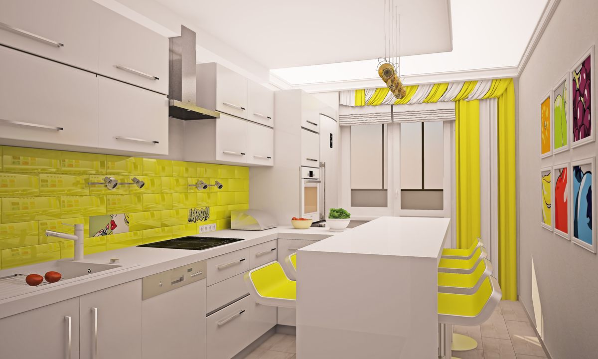 Желто-белая кухня