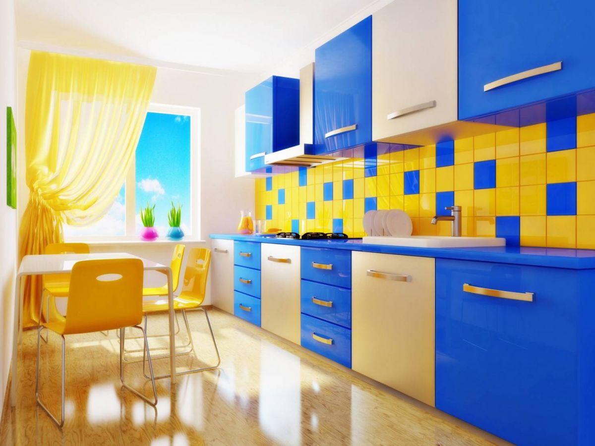 желто-голубая кухня