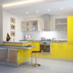 просторная желтая кухня