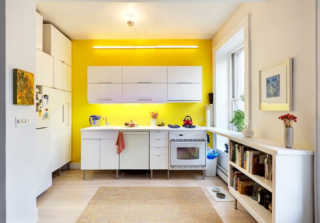 желтые стены на кухне