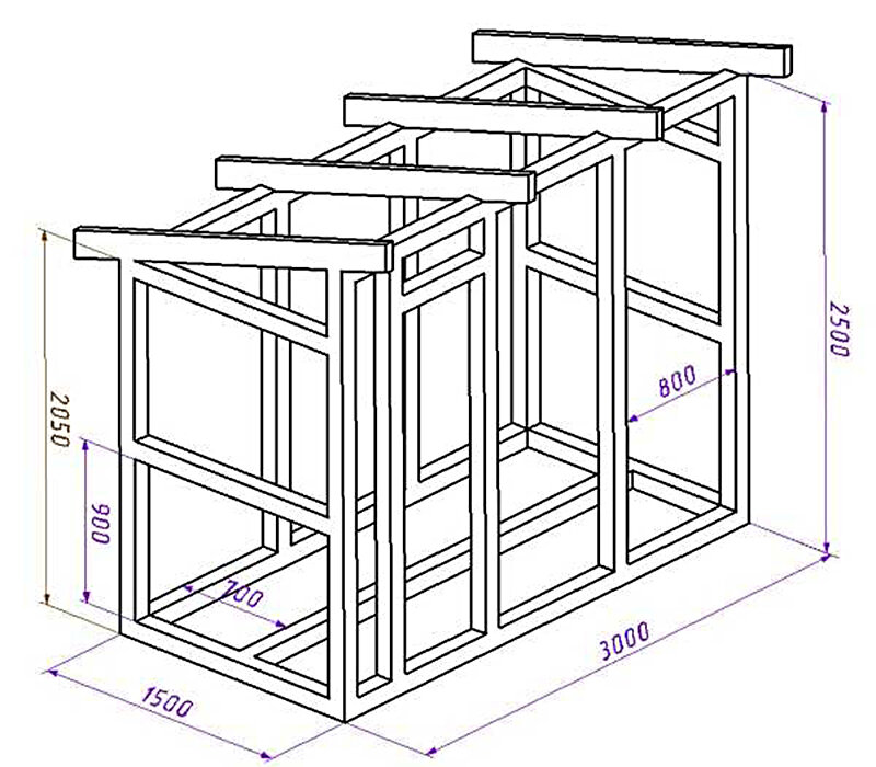 Стандартная схема изготовления дровяника
