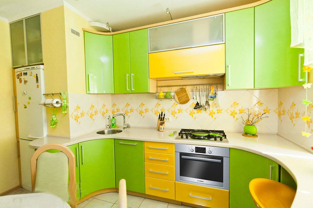 желто-зеленая кухня