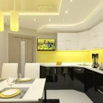 желтые стены в интерьере кухни