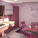кухня с нежными фиолет овыми стенами